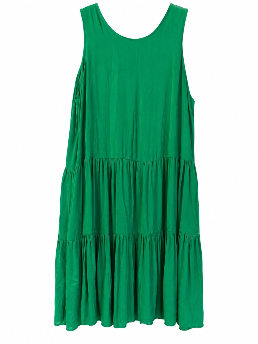 Gibson Latimer Emerald Green Tiered Midi Cocktail Dress Sz L